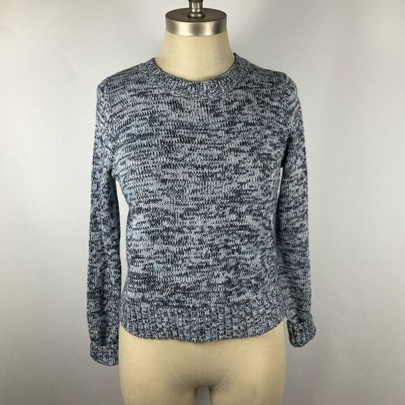 DIVIDED H&M Marled Blue Knit Crew Neck Long Sleeve Acrylic Sweater Women’s XS - Picture 1 of 9